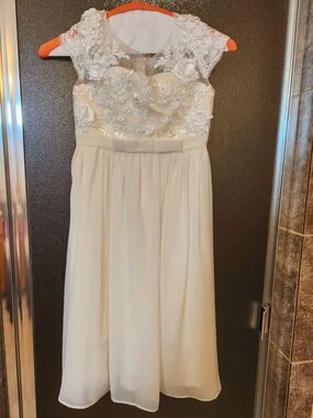 Ivory Floral Lace Bodice Chiffon Gown for Girls